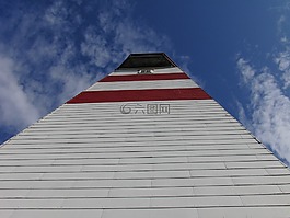 燈塔,藍色的天空,海洋