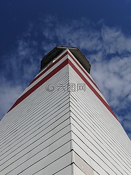 燈塔,藍色的天空,海洋