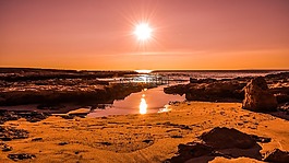 日落,海,黄昏