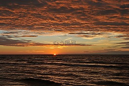 日落,波羅的海,晚上