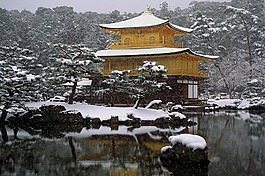 日本,寺,雪