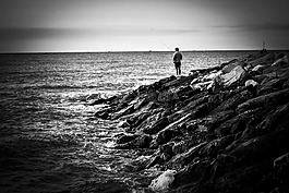 捕魚,巖石,海
