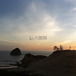 海洋,日落,石