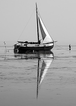 老船,海,refelection
