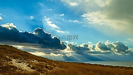 云,海灘,冬天