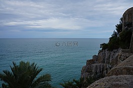 海滩,视图,海