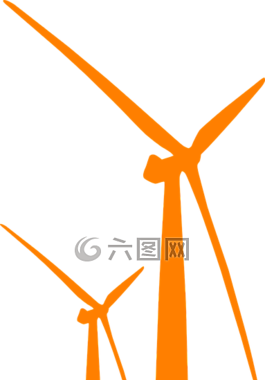 風車,側(cè)影,橙色
