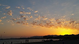余輝,日落,云