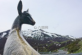 雕像,鹿,山