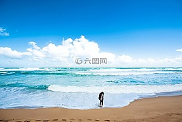 海灘,沙,藍色