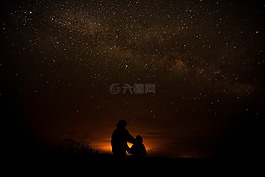 星星,側影,銀河