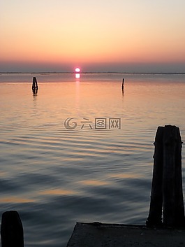 日落,見,橙色