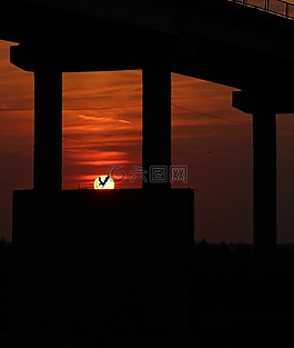 日落,橋,天空