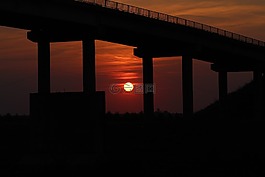 日落,橋,天空