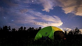 夜,帳篷,露營