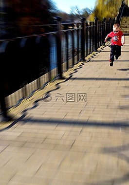 男孩,運行,人