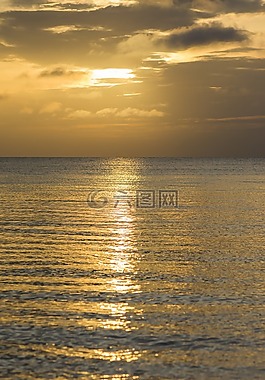 日落,海,黄金