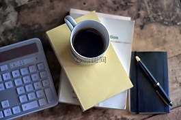 咖啡,咖啡杯,鋼筆