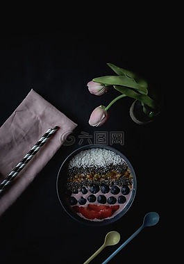 甜點(diǎn),水果,勺子