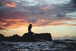 女孩,泳裝,單