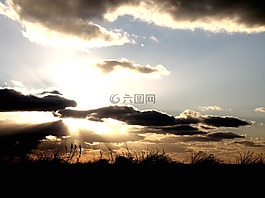 日落,天空,太陽