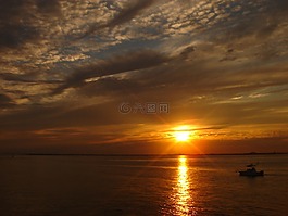 日落,海,海洋