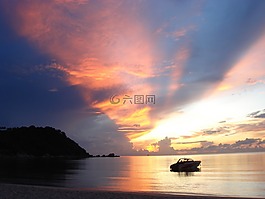 日出,海,太陽