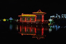 光,城堡,夜