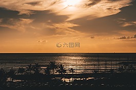 日落,日出,天空