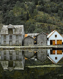 首頁,湖,鏡像