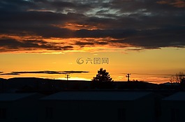 日落,金,天空