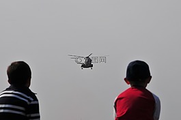 直升機,孩子們,天空