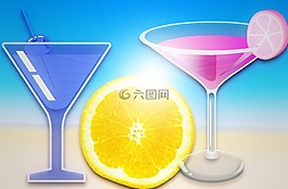 雞尾酒,海灘,檸檬