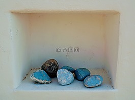 石頭,藍(lán)色,白