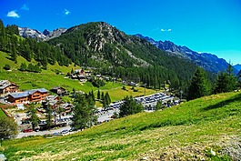 村,moutain,阿尔卑斯