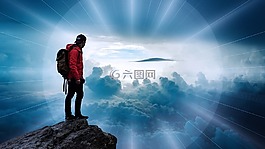 男子,云,景觀