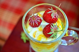 草莓,甜點(diǎn),玻璃
