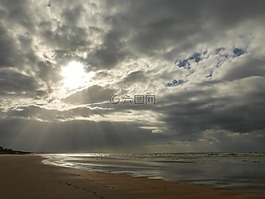 太陽(yáng),云,海灘