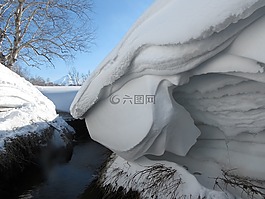 雪,冬季,溪