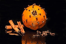 橙色,丁香,肉桂棒