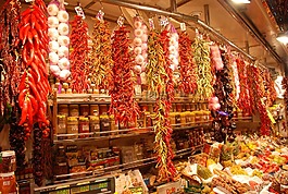 巴塞羅那,西班牙,香格里拉的boqueria食品市場(chǎng)
