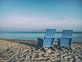 海灘,沙,椅子