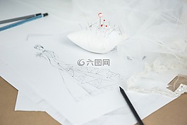 婚禮,連衣裙,素描