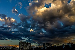天空,日落,月亮