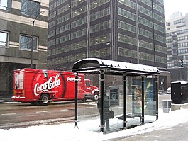 巴士站,雪,焦