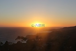 日落,海,天空
