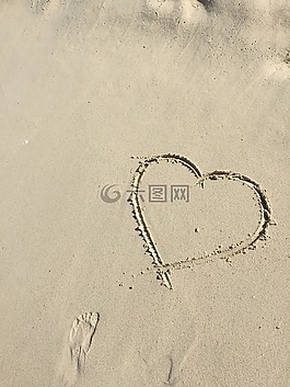 心臟,愛,沙
