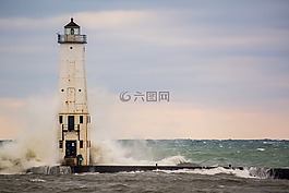 灯塔,水,海岸