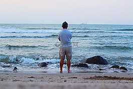 釣魚,海邊,男人