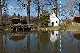 小教堂,池塘,dorfteich